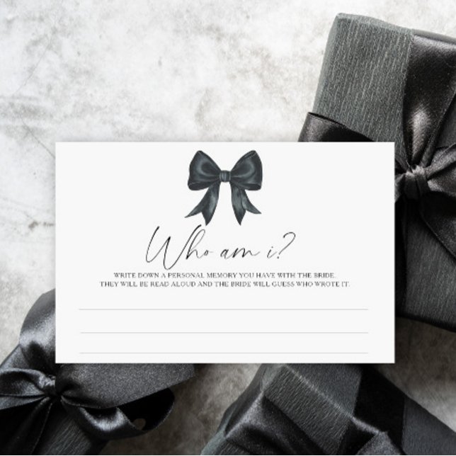 Black Bow Bridal shower Who am I game Stationery (Creator Uploaded)