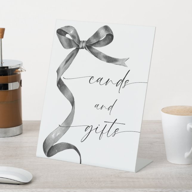 Black Bow Cards and Gifts Pedestal Sign (In SItu)