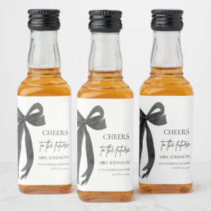 Black Bow Cheers To The Future Bridal Shower  Liquor Bottle Label