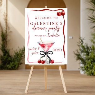 Black Bow Cherry Martini Galentines Dinner Party Foam Board