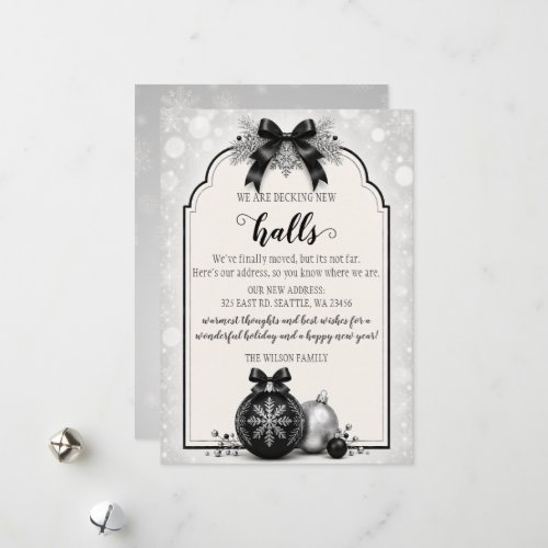 Black Bow Christmas Decking The New Halls Moving Holiday Card