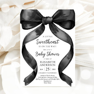 Black Bow Coquette Baby Shower Invitation