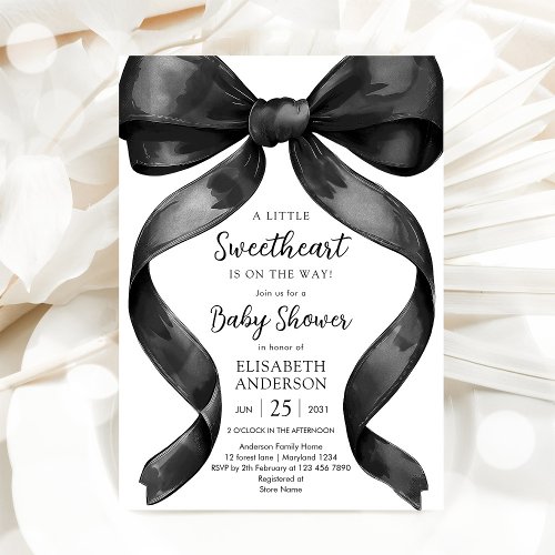Black Bow Coquette Baby Shower Invitation