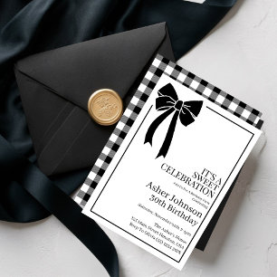 Black Bow Coquette Boy 30th Birthday Party Invitation