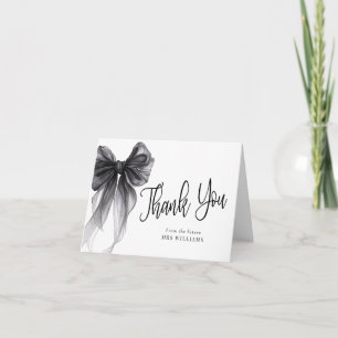 Black Bow Coquette Bridal Shower Letterpress Thank You Card