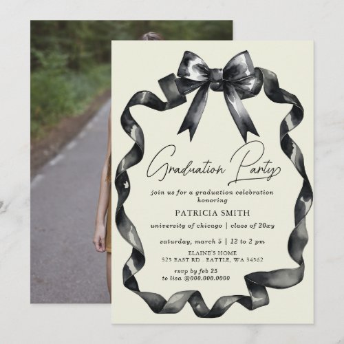Black Bow Coquette Photo Graduation Party