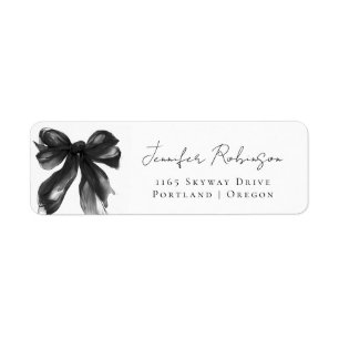 Black Bow Coquette Script Sweet 16 Party Label