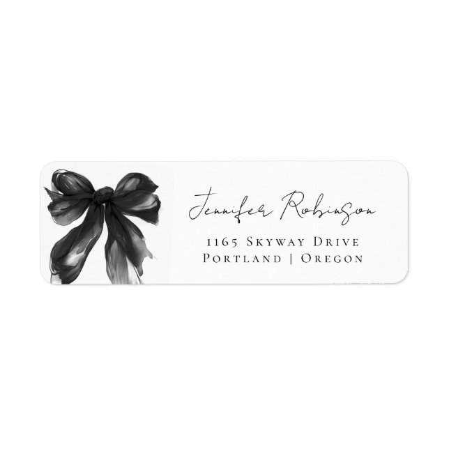 Black Bow Coquette Script Sweet 16 Party Label (Front)