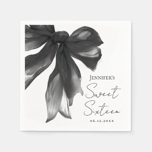 Black Bow Coquette Script Sweet 16 Party