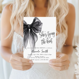 Black Bow Coquette Shes Tying Knot Bridal Shower Invitation