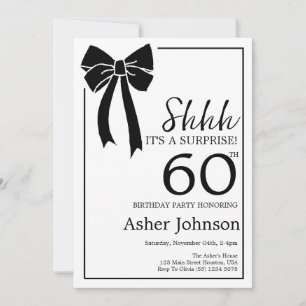 Black Bow Coquette Surprise 60th Birthday Party Invitation