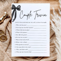 Black Bow Couple Trivia Bridal Shower Game 
