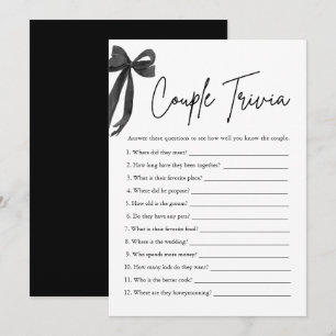Black Bow Couple Trivia Bridal Shower Game  Invitation