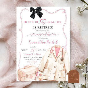 Black Bow Doctor Retirement Party Invitation