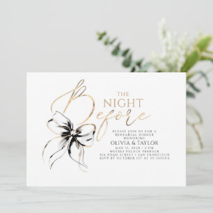 Black Bow Elegant Modern Chic Rehearsal Dinner Invitation