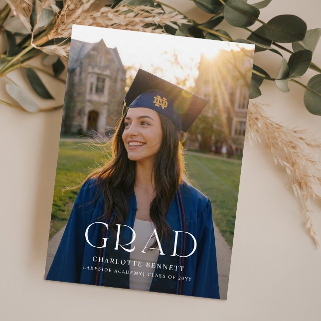 Black Bow Elegant Photo Graduation Invitation Postcard (Creator Uploaded)