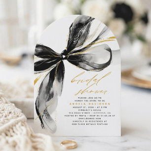 Black Bow Elegant Romantic Whimsical Bridal Shower Invitation