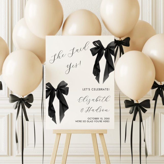 Black Bow Engagement Welcome Sign (Creator Uploaded)