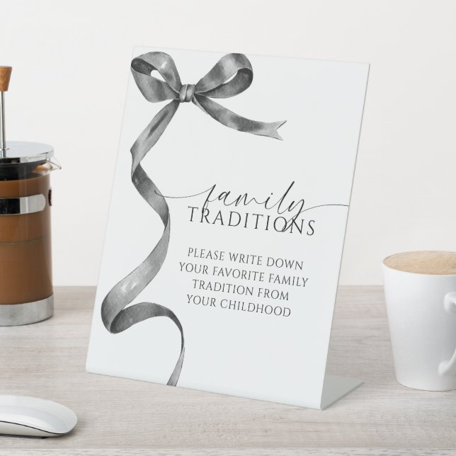 Black Bow Favorite Family Traditions Game Pedestal Sign (In SItu)