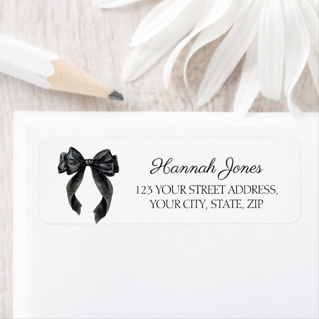 Black Bow french Bridal Shower addressing Label (Insitu)