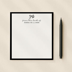 black bow, from the desk of notepad