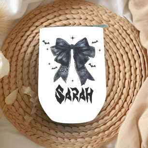 Black Bow Gothic Tote Bachelorette Bridesmaid gift Thermal Wine Tumbler