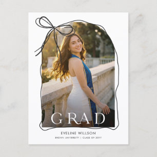 Black Bow Grad Arch Photo Graduation Invitation Postcard