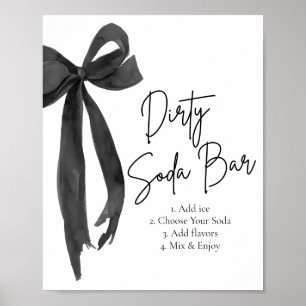 Black Bow Grad Party Graduate Dirty Soda Bar Poster