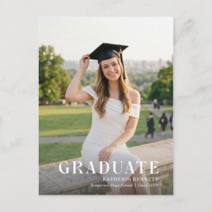 Black Bow Grad Party Graduation Photo Invitation Postcard
