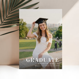 Black Bow Grad Photo Graduation Announcement Postcard