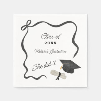 Black Bow Graduation Napkins