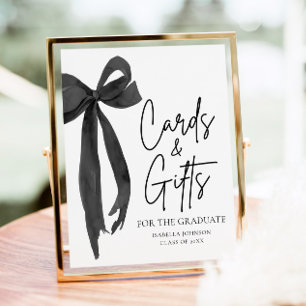 Black Bow Graduation Party Graduate Cards & Gifts Poster