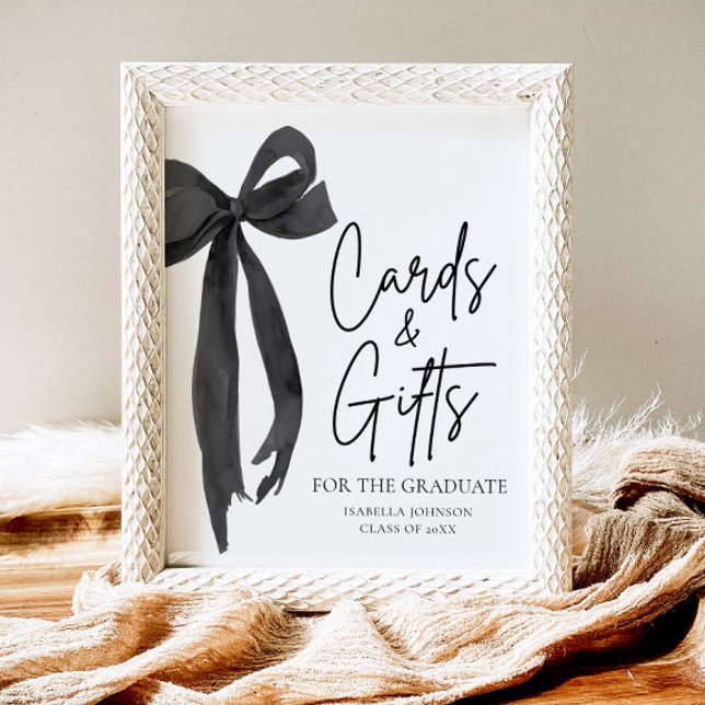 Black Bow Graduation Party Graduate Cards & Gifts Poster (Creator Uploaded)