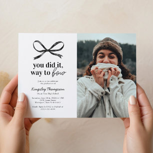 Black Bow Graduation Party Invitation