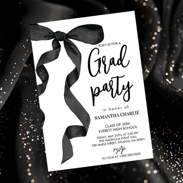 Black Bow Graduation Party Invitation (Creator Uploaded)
