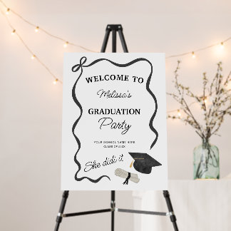 Black Bow Graduation Party Welcome Foam Board