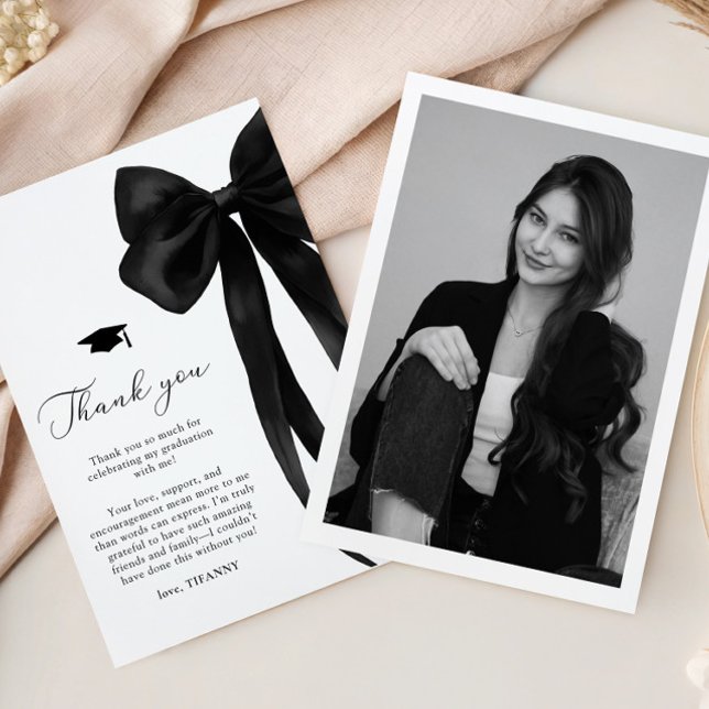 Black Bow Graduation Thank You Card (Creator Uploaded)
