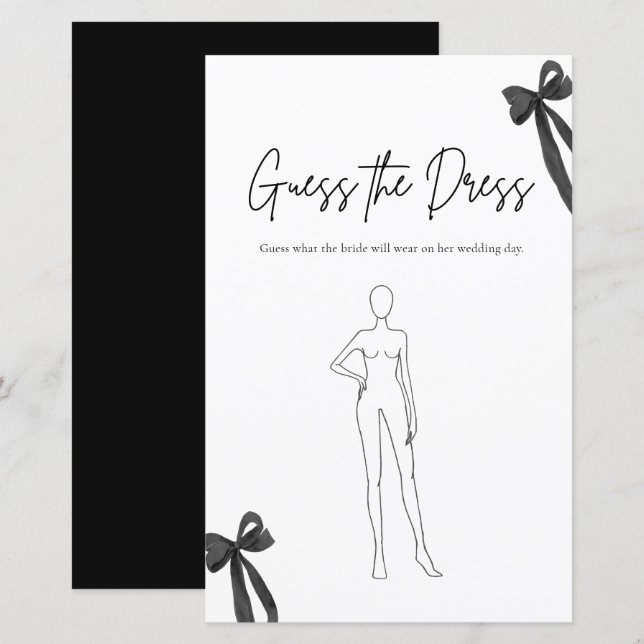 Black Bow Guess The Dress Bridal Shower Game (Front/Back)
