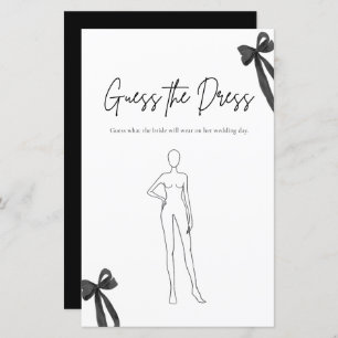 Black Bow Guess The Dress Bridal Shower Game