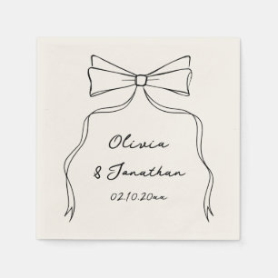 Black Bow Hand Drawn Quirky Wedding Napkins