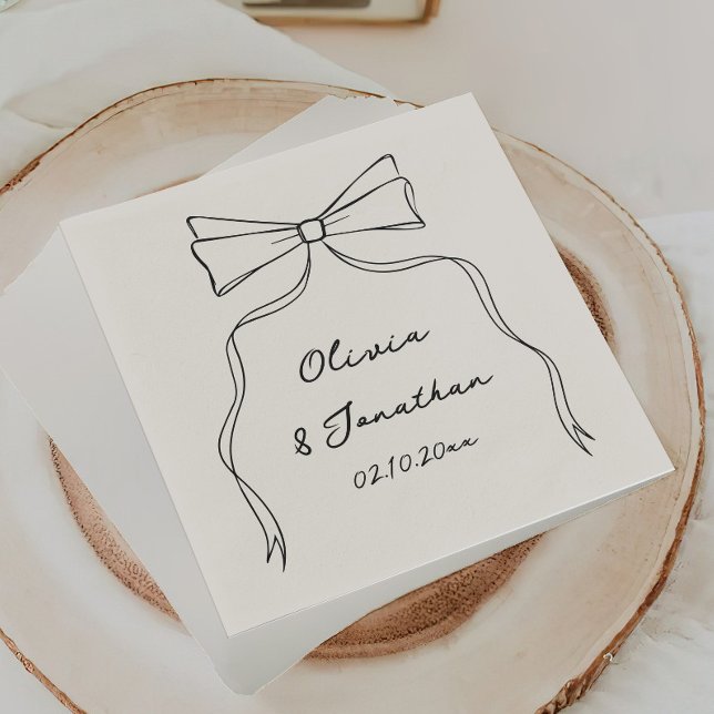 Black Bow Hand Drawn Quirky Wedding Napkins (Creator Uploaded)