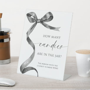 Black Bow How Many Candies Are In The Jar Pedestal Sign