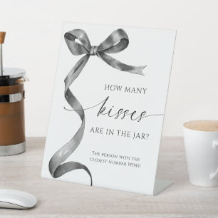 Black Bow How Many Kisses Are In The Jar Pedestal Sign