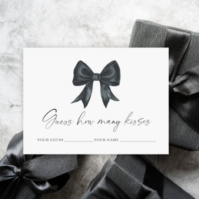 Black bow How many kisses bridal game Enclosure Card (Creator Uploaded)