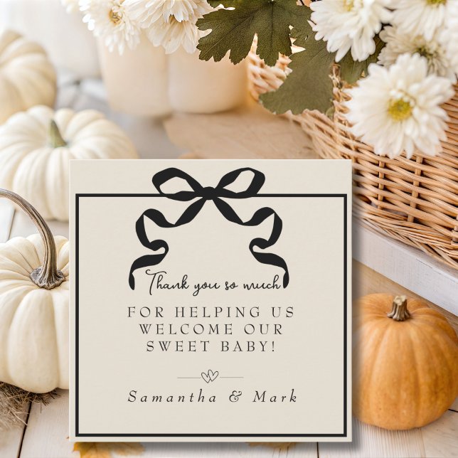 Black  Bow Labor & Delivery NICU Hospital   Thank You Card (Black Bow Labor & Delivery NICU Hospital Thank You Card)