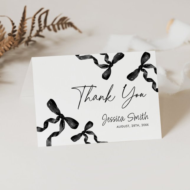 Black Bow  Letterpress Thank You Card (Creator Uploaded)