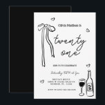 Black Bow Minimalist 21st Birthday Party Invitation<br><div class="desc">Black Bow Minimalist 21st Birthday Party</div>
