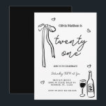 Black Bow Minimalist 21st Birthday Party Invitation<br><div class="desc">Black Bow Minimalist 21st Birthday Party</div>