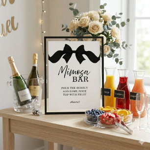 Black Bow Minimalist Mimosa Bar Bridal Shower Sign
