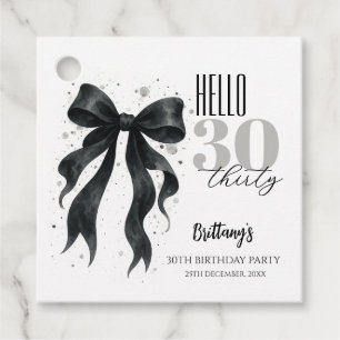 Black Bow Modern 30th Birthday Favor Tags